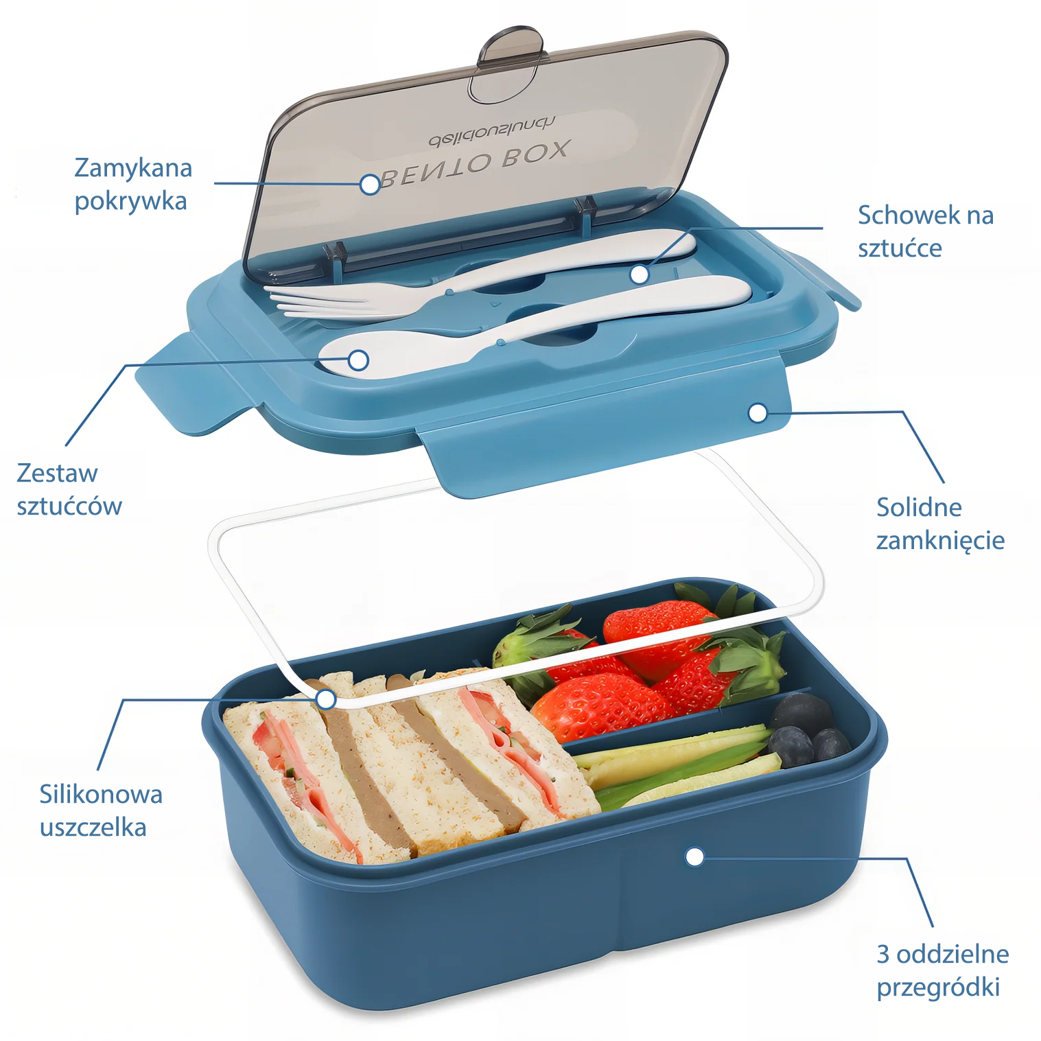 Niebieski lunchbox 1200ml