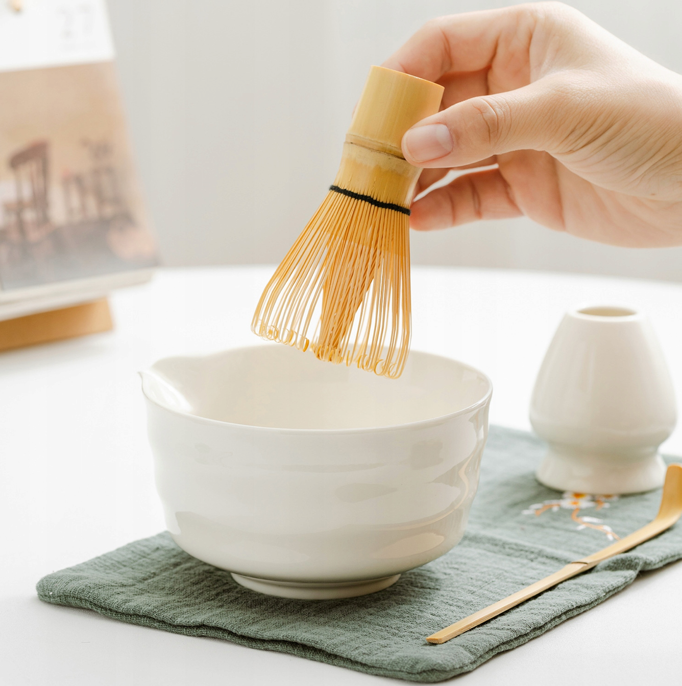 Biały zestaw matcha 4 elementy