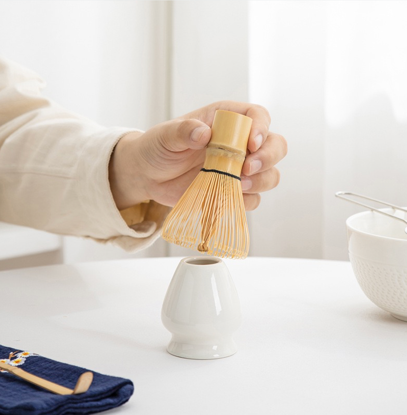 Biały zestaw matcha 4 elementy